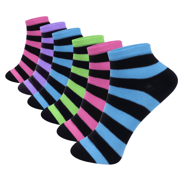 12 Pairs Assorted Women's Lightweight Cotton Socks Striped Casual Low Cut Ankle Size: 9-11