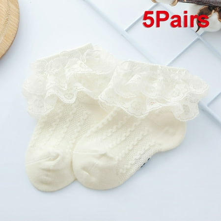 

5 Pairs Baby Girls Socks With Big Bows Breathable Newborn Girl Short Socks Hollow Out Toddlers Cotton Princess Kids Sock For 1-12years(8-12Years White)