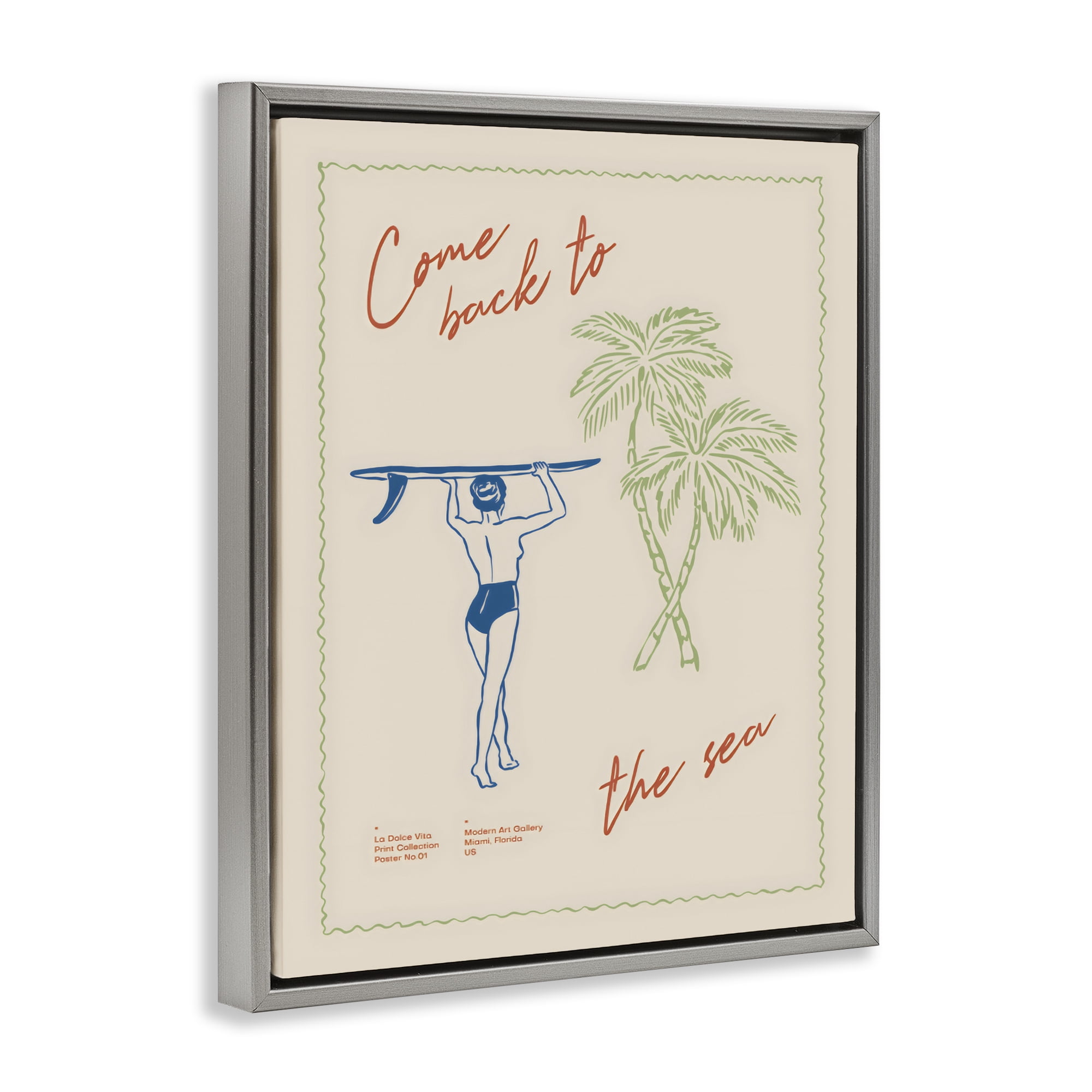 Stupell Industries Come Back To The Sea Gray Framed Floater Canvas Wall Art, design by The Prints Vibe