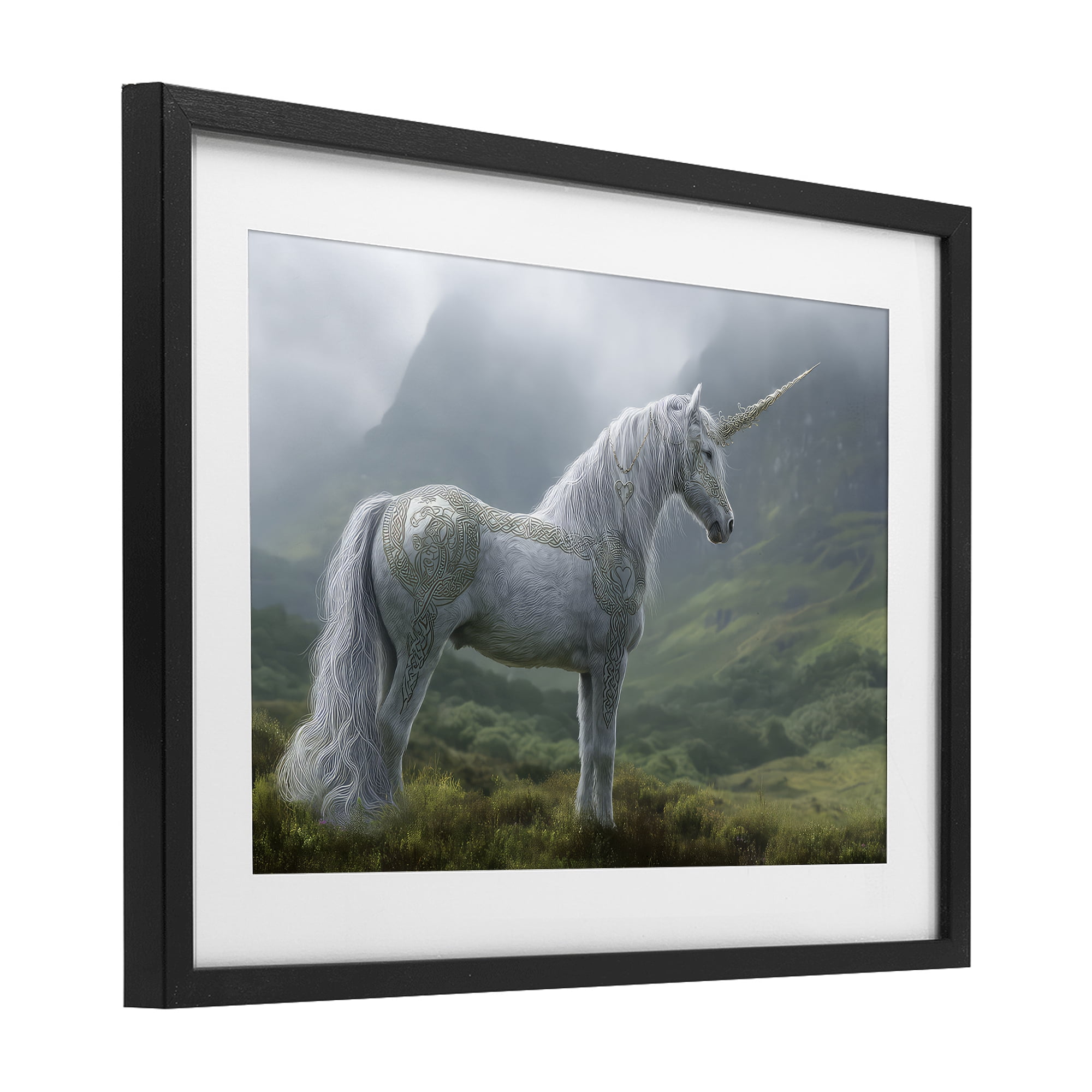 Stupell Industries Elegant Celtic Unicorn Black Framed Print Under Glass, design by The Wands Want