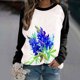 thumbnail image 2 of Moda Mujer Primavera Otoño Patchwork Impreso Mangas Largas Cuello Redondo Casual Tee Tops Fridja hkj3119, 2 of 6