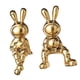 thumbnail image 4 of 2 piezas de estatuas de conejos, figuras de animales, esmalte, decorativas, forma de astronauta, manualidades, conejo oro, 4 of 9