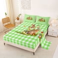 thumbnail image 2 of Erosebridal Kids Easter Rabbits Eggs Queen Sheet Sets 4 Pieces,Boys Girls Green Plaid Bed Set,Microfiber Bedroom Decor, 2 of 5