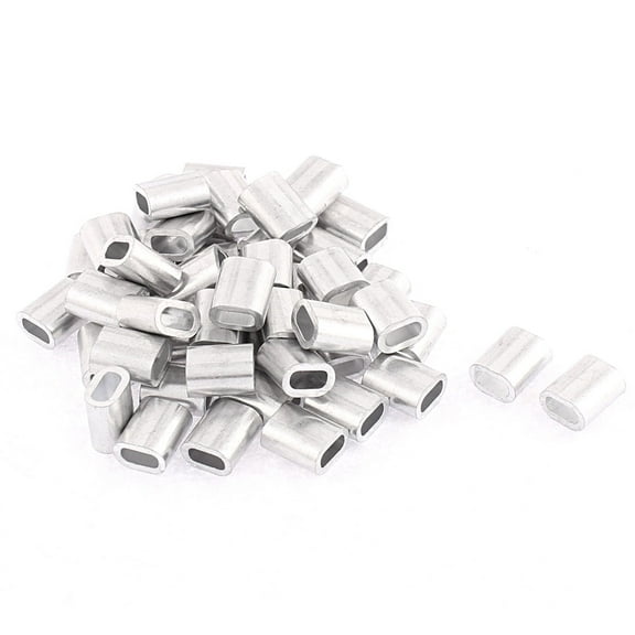 2.5mm Steel Wire Rope Aluminum Ferrules Sleeves Fittings Loop Clip 50Pcs