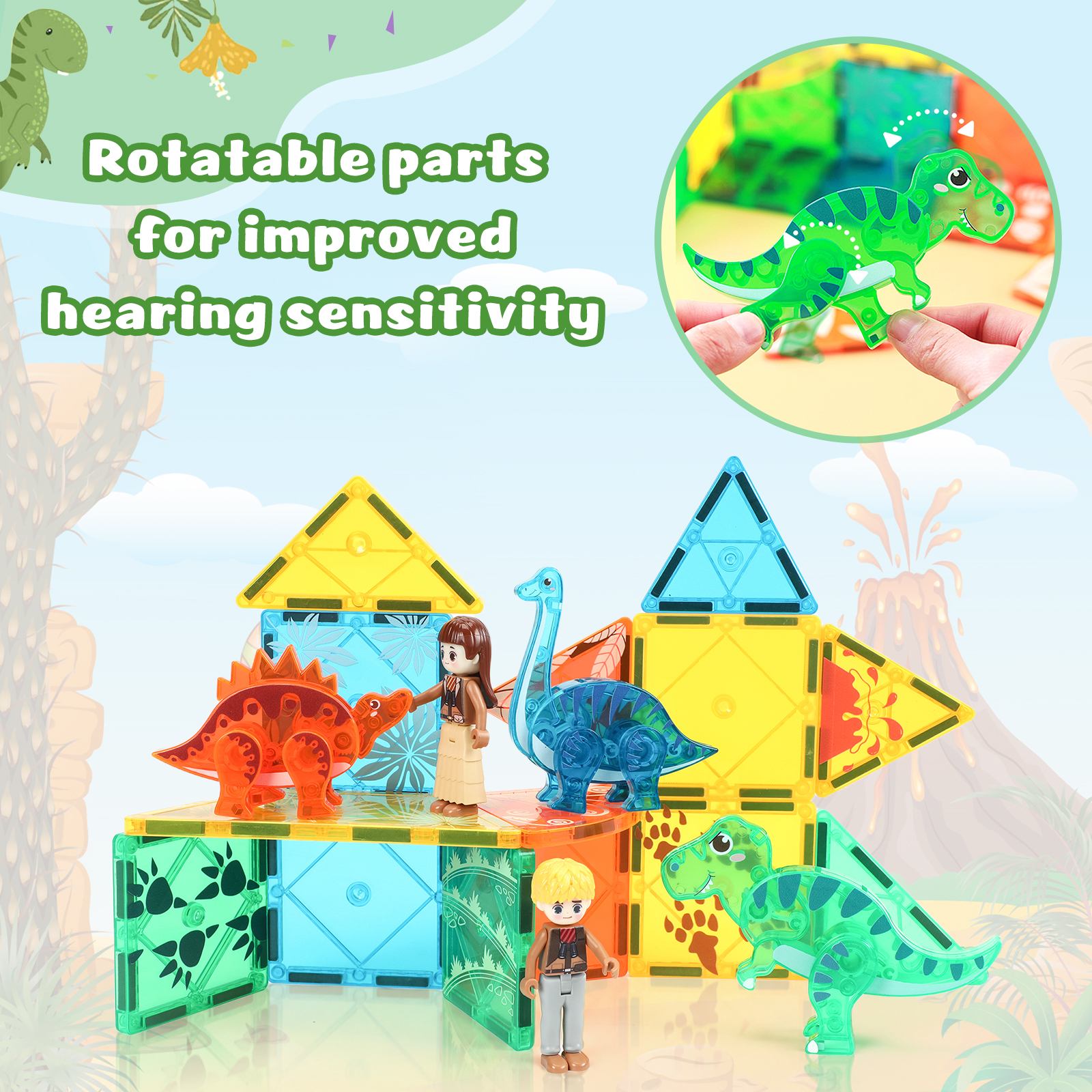 FunMagic Dinosaur Magnetic Tiles Building Set, 49 Pieces photo 5