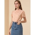 thumbnail image 2 of INSPIRE CHIC Women's Ruffle Neck Floral Keyhole Back Chiffon Blouse, 2 of 6