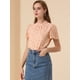 thumbnail image 2 of INSPIRE CHIC Blusa Floral De Gasa Cuello Con Volantes Ojo De Cerradura Para Mujer Rosa XL, 2 of 6