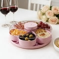 thumbnail image 3 of PrimeGo Divided Spin Serving Tray for Snack Dips Party Appetizers Rotating Snack Box Container with Lid Flower Shape Multi-Compartment Susan Organizer for Kitchen Travel Picnic, 3 of 7