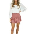 thumbnail image 3 of Franhais Women Mini Skirt Summer Casual Ruffle Pleated High Waist Skirt for Beaches Club Streetwear, 3 of 9