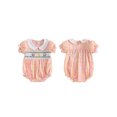 thumbnail image 2 of Miaouyo Baby Girls Romper, Short Sleeve Doll Collar Embroidery Rabbit Plaid Infant Bodysuit Easter Clothes, 2 of 9