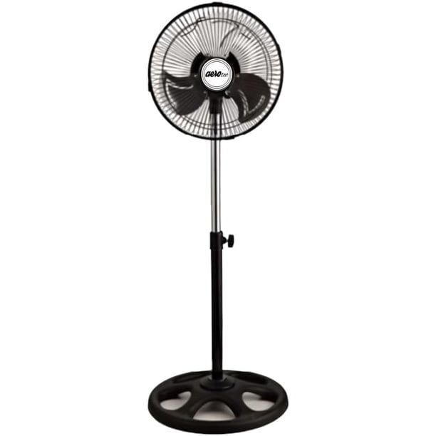 Ventilador De Pedestal Aerotec De 12 Pulgadas De 36W De Potencia, De 3 Velocidades VM-121 Negro