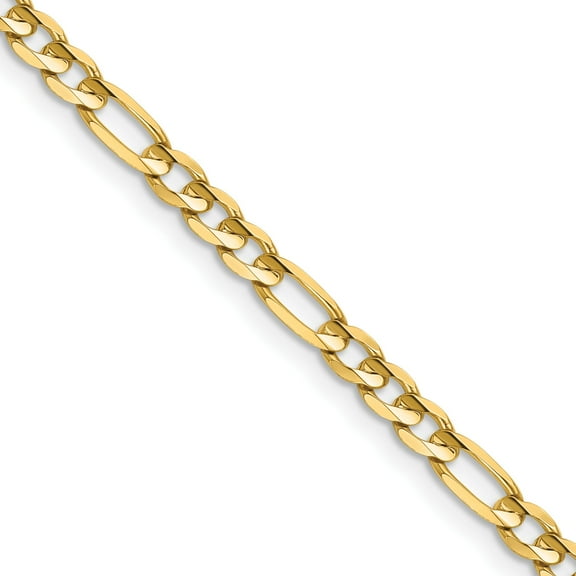 14K Gold 4mm Concave Open Figaro Chain 16"