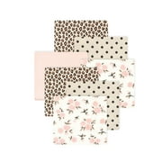 Little Treasure Hudson Baby Girls Cotton Poly Flannel Receiving Blankets 7-Pack, Pink Neutral Floral, 30x30 inches
