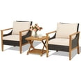 thumbnail image 2 of Costway 3PCS Patio Wicker Furniture Set Cushioned Armchairs with 2-Tier Side Table Balcony, 2 of 10
