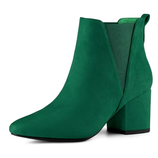 Unique Bargains Women's Pointed Toe Chunky Heel Chelsea Ankle Boots