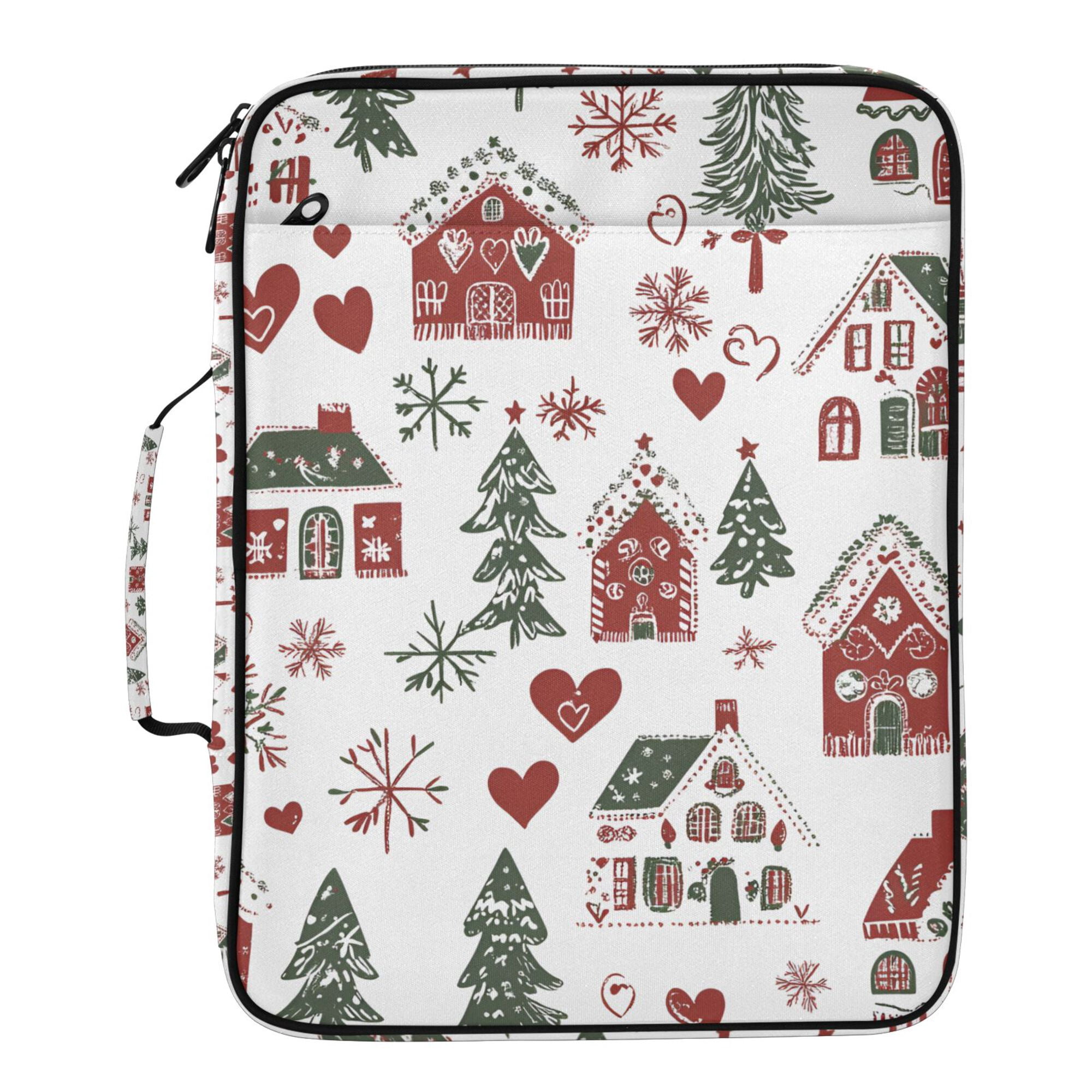 FORMRS Accordion File Folder A4 Size 7-Pocket Expanding Document Organizer Bag with 3 Ring Binder, Red Nordic Christmas