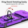 thumbnail image 3 of for iPhone 17 Pro Rugged Phone Case with Sliding Camera Cover, Kickstand TPU Bumper Drop Proof Durable Military Grade Protective Case Cover for iPhone 17 Pro, Purple, 3 of 9