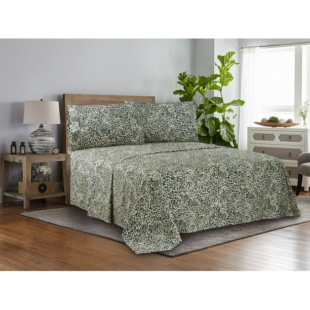 Mainstays 300 Thread Count Easy Care Percale Bed Sheet Set, Twin/Twin XL, Animal  Print, 3 Piece 