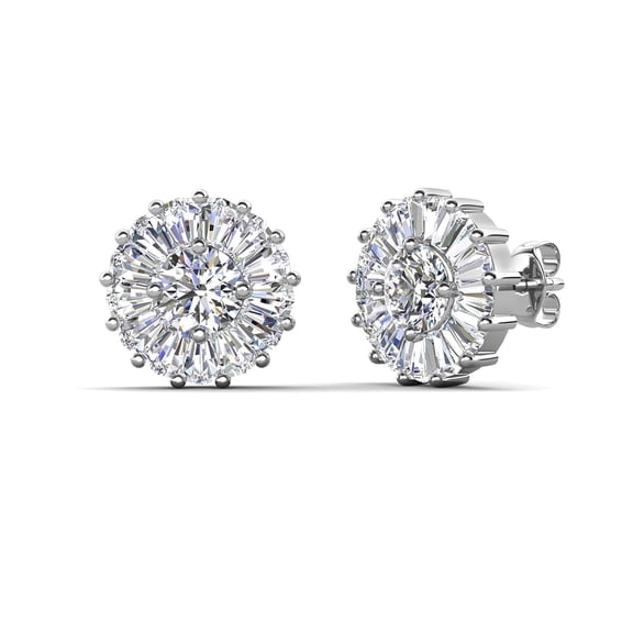 Cate & Chloe Ellee 18k White Gold Plated Stud Earrings with Simulated Diamond Crystals for Women