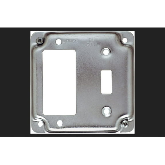 RACO 4" Square Single Toggle & GFCI Cover 814C - Exposed Work - Silver