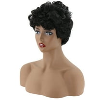 BRIGHTFUFU 1Pcs Black Curly Wig for Women with Natural Looking and Smooth Touch 28x28cm