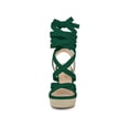 thumbnail image 2 of BLISSFUL STEP Women's Shoes Lace Up Espadrilles Wedge Heel Platform Open Toe Sandals Green 7, 2 of 8