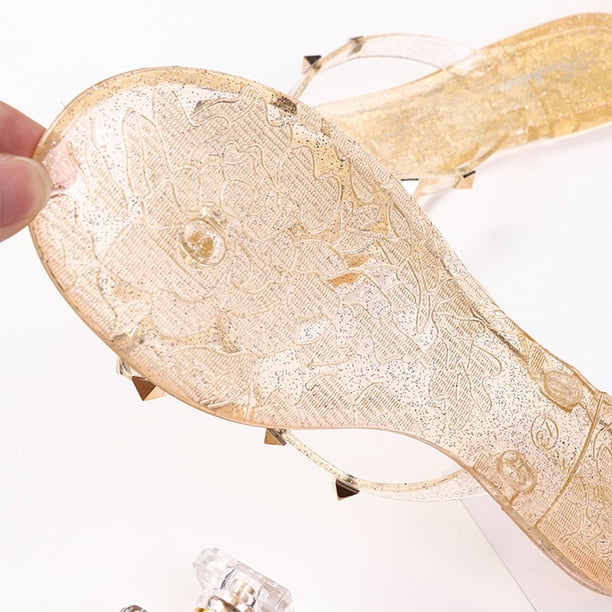 Zapatos de gelatina con tachuelas chanclas con lazo zapatillas de casa para mujer verano elegante