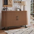 thumbnail image 6 of Sideboard Buffet Cabinet with Storage, 54.3" Fluted Tambour, Adjustable Shelves, Mid Century Modern Console for Living Room Kitchen Walnut, 6 of 16