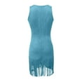 thumbnail image 4 of Adeawade Dresses For Girls Sleeveless Flowy V Neck Fringe Dress Flowy Boho Summer Everyday Wear Casual Clothes S Sky Blue, 4 of 7