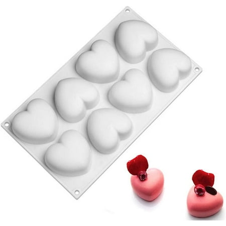 

Silicone Mould 8 Cavity Heart Shaped Dome Silicon Bakeware Cake Baking Mold Tray for Cake Soap Jelly Pudding Candy Chocolate Ice Cream Bombes (8 Cavity Heart)
