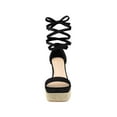 thumbnail image 5 of BLISSFUL STEP Women's Square Toe Lace Up Block High Heel Platform Sandals Black (Size 7), 5 of 7