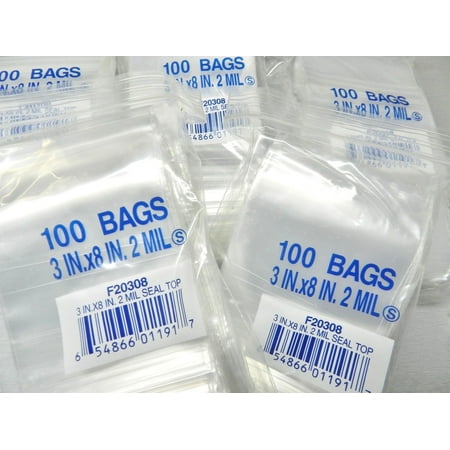 3" x 8" Zipl Seal Lock Bags Reclosable Clear 2MIL 3x8 ZIP SEAL BAG Bulk 5,000 Pc