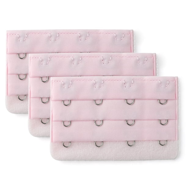 Extensores de sujetador INSPIRE CHIC para mujeres, 3 filas, 4 ganchos, extensión de correas, color rosa, 3 piezas