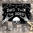 thumbnail image 5 of Skeleton 2nd Birthday Backdrop for Bad Two the Bone Black White Skull Two Years Old Bday Rock and Roll Boy Cool Photography Background Decorations Photo Booth Studio Prop, 5 of 5