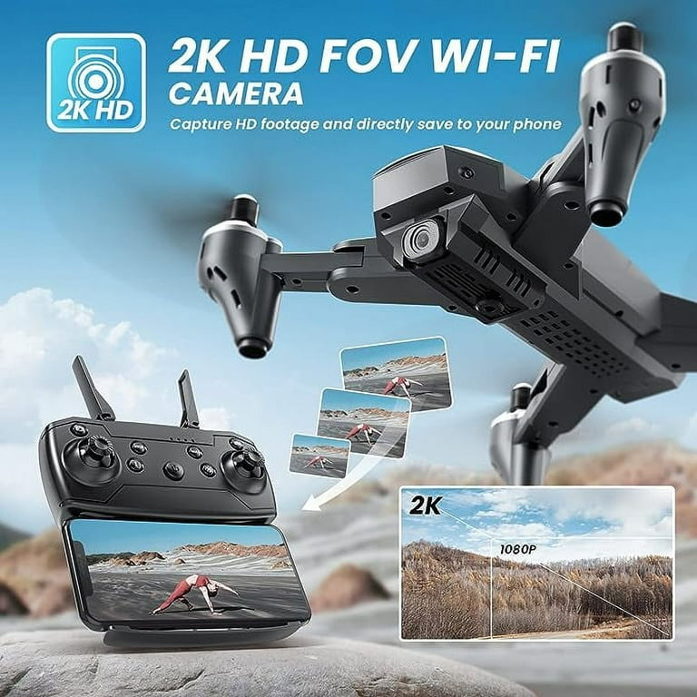 Open Box DEERC D10 Drone Camera 2K HD FPV Live Video 2 Batteries