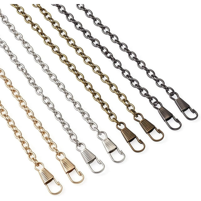 Paquete de 8 correas de cadena de hierro para bolso de 120 cm con hebillas de metal para bolso de hombro, cartera, embrague, 4 colores