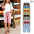 thumbnail image 5 of Atogsazn Kids Girls Summer 2PCs Bermuda Pants Casual Jogger Athletic High Waisted Drawstring Shorts Fashion with Pocket 02-Dark Gray 3-4Years, 5 of 5