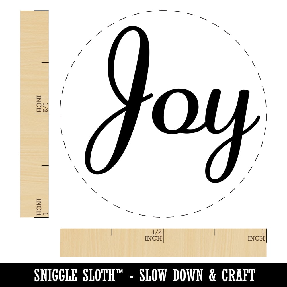 Joy Cursive Text Self-Inking Rubber Stamp Ink Stamper - Orange Ink - Medium 1 Inch