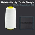 thumbnail image 3 of White Serger Thread, All-Purpose Thread for Sewing, Polyester, 4 Cones of 3000 Yards Each Spool for Sewing Machine, 3 of 11