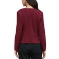 thumbnail image 3 of INSPIRE CHIC Blazer for Women's Work Office Casual Long Sleeve Open Front Collarless Suit Jackets with Pockets XL Burgundy, 3 of 6