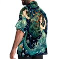 thumbnail image 3 of Mermaid Men's Short Sleeve Poplin Shirt, Casual Printed Button Down Top for Summer Beach, Spread Collar Unisex Beach Shirt, 3 of 6