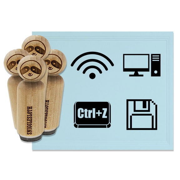 Desktop Computer Internet Wifi Disk Ctrl Z Undo Rubber Stamp Set for Scrapbooking Crafting Stamping - Mini 1/2 Inch