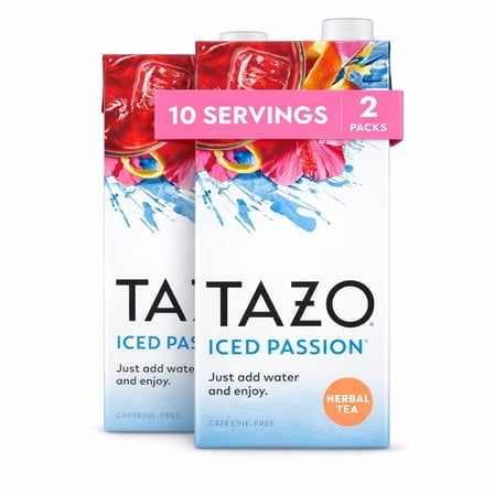 TAZO Iced Passion Fruit Tea Concentrate Caffeine-Free Pack of 2, 32 Oz