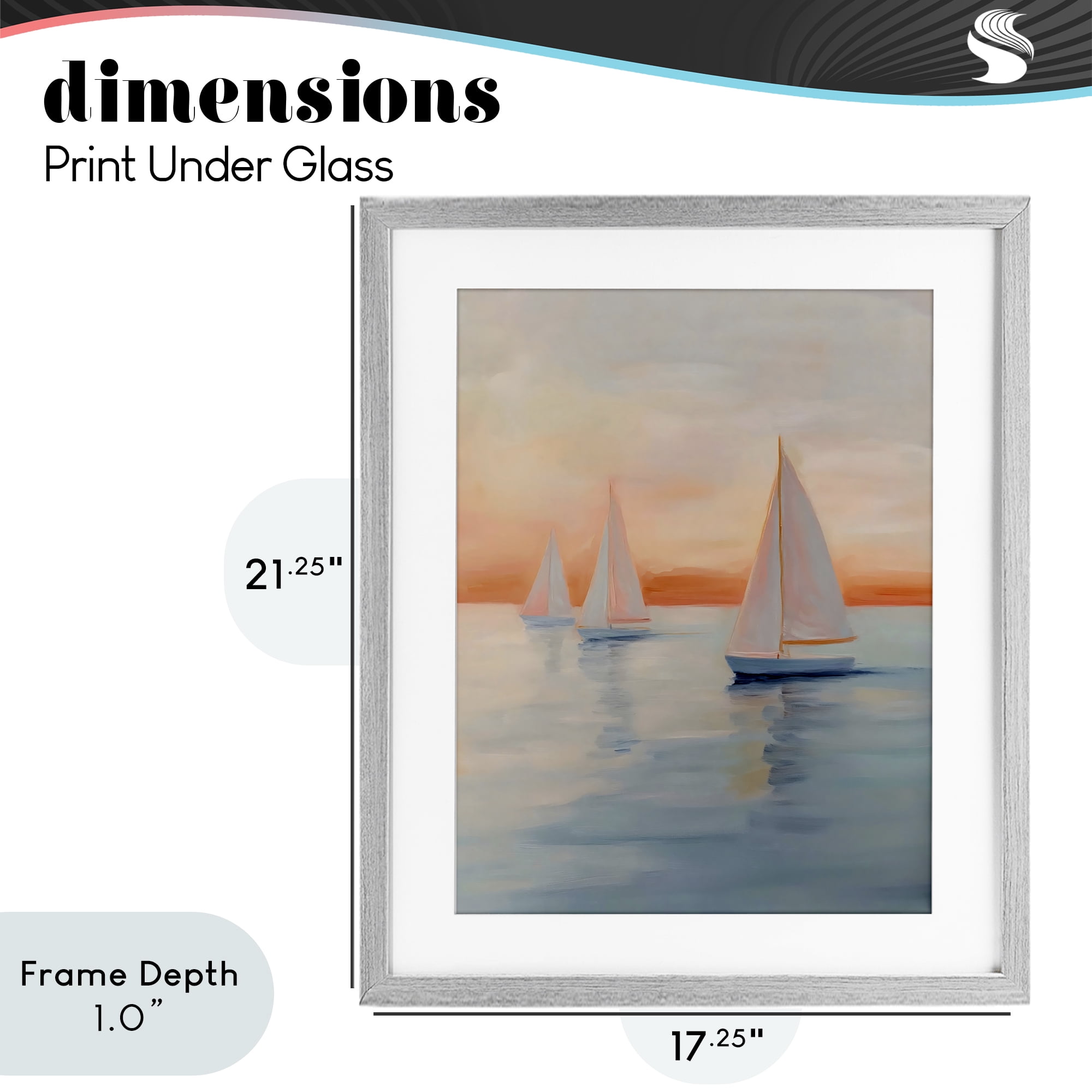Stupell Industries Sunset Sailboats Over Calm Sea Gray Framed Print Under Glass, design by Creative Studio