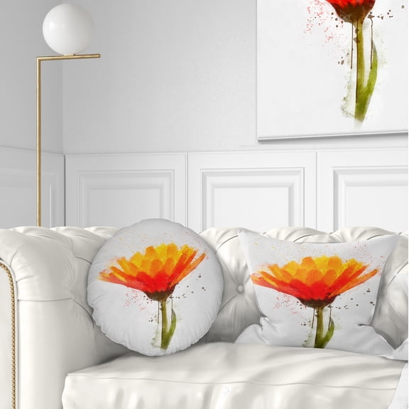 Designart Yellow Watercolor Coreopsis Flower - Floral Throw Pillow - 12x20