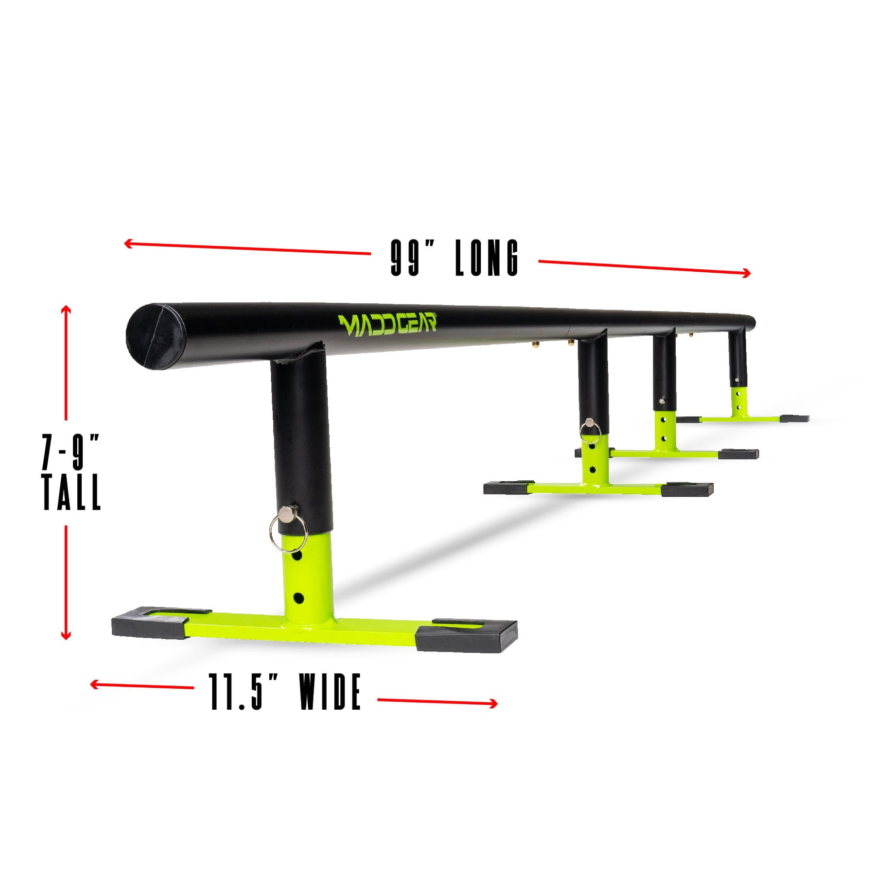 Madd Gear Grind Rail - 99" Long - 3-Step Adjustable Height - Extra Stability Practice Skate Rail