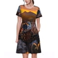 thumbnail image 1 of Disketp Lizard With Sunglasses Sunset para Vestido de Manga Corta para Mujeres, Vestidos de Verano para Mujeres, Casual y Holgado para la Playa, 1 of 6