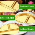 thumbnail image 2 of Bxaolu Stainless Steel Divided Plates, 3 Sections Unbreakable Dinner Plates, Cute Round Shape Divided Plates for Picnic, Lunch, Camping (Gold, 7.9in), 2 of 7