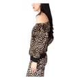 thumbnail image 3 of MICHAEL MICHAEL KORS Womens Beige Animal Print Long Sleeve Asymmetrical Neckline Evening Top L, 3 of 4