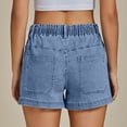 thumbnail image 5 of Women's Baggy High Waisted Jean Shorts Pull On Wide Leg Denim with Pockets, 5 of 8